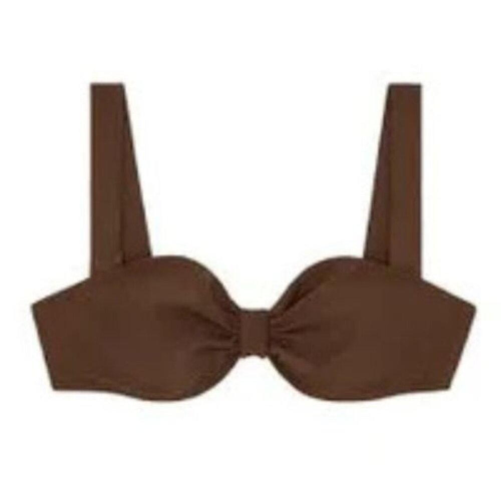 Minnow Brown knotted Bikini swim Top Size Small 51777